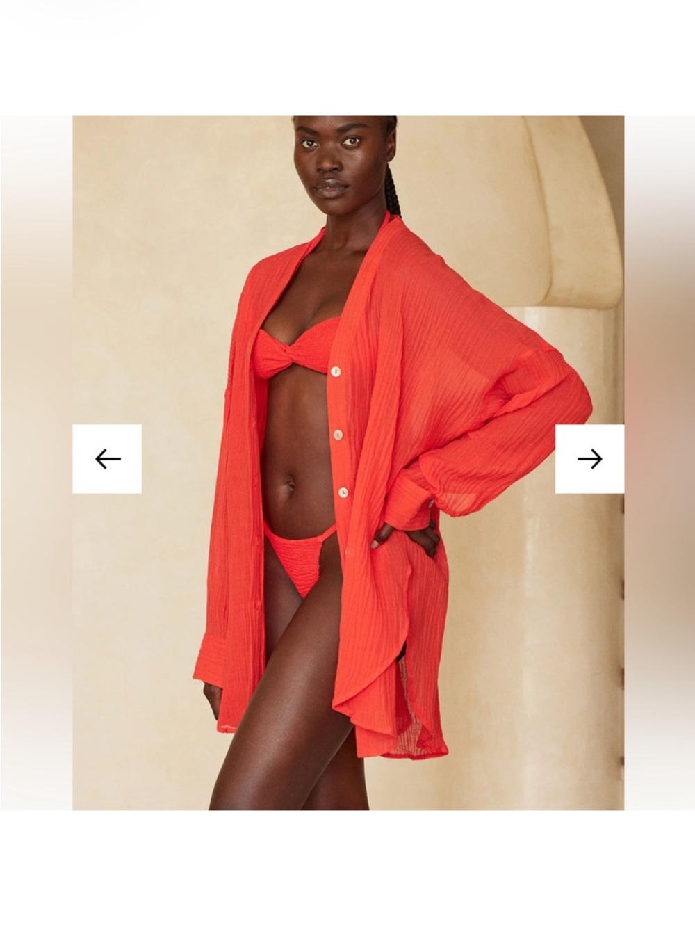 Monday Swimwear Red Women’s Swim Cover-Up Shirt - Lightweight Button Front